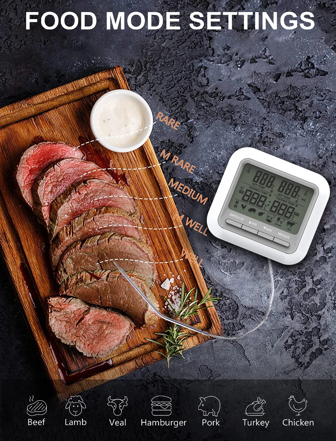 Meat For Grilling Dual Probe Wholesale Digital Bbq Hood Smart Kitchen Cooking Thermometers