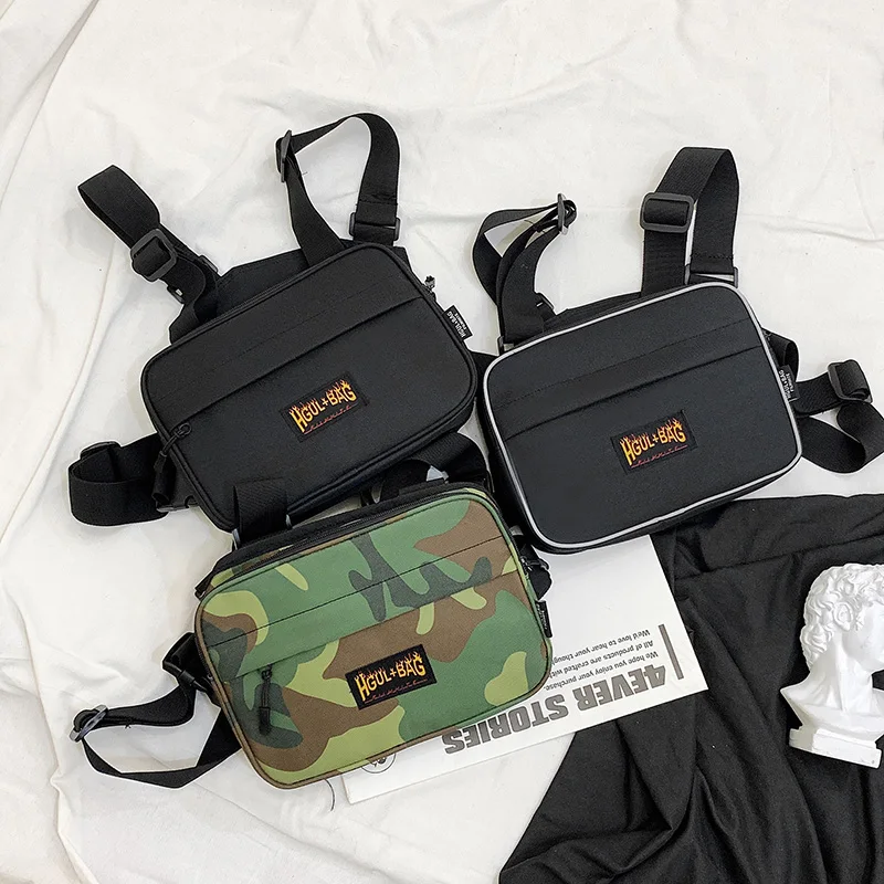 LOW MOQ Nylon Black Fashion Vest Rig Men Women Tactical Chest Front Rig Bag waterproof camouflage chest bag