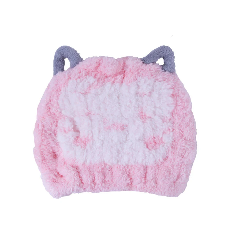 High quality Coral fleece Three-dimensional jacquard Cute cartoon Hair Towel Wrap Quick Hair Drying Caps For Kids