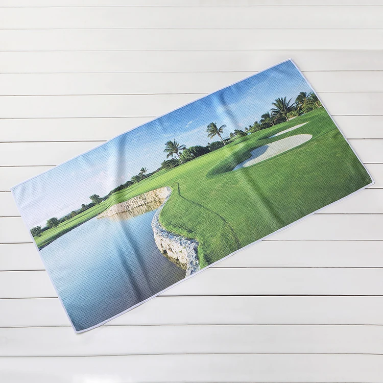 Сублимационное полностью CMYK Вафельное полотенце из полиэстера, полиамида с люверсами и карабином