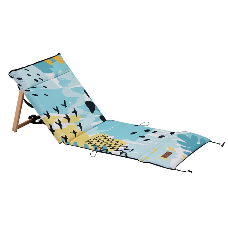 Blue Portable Folding Beach Mat Chair Adjustable Lounge Chair
