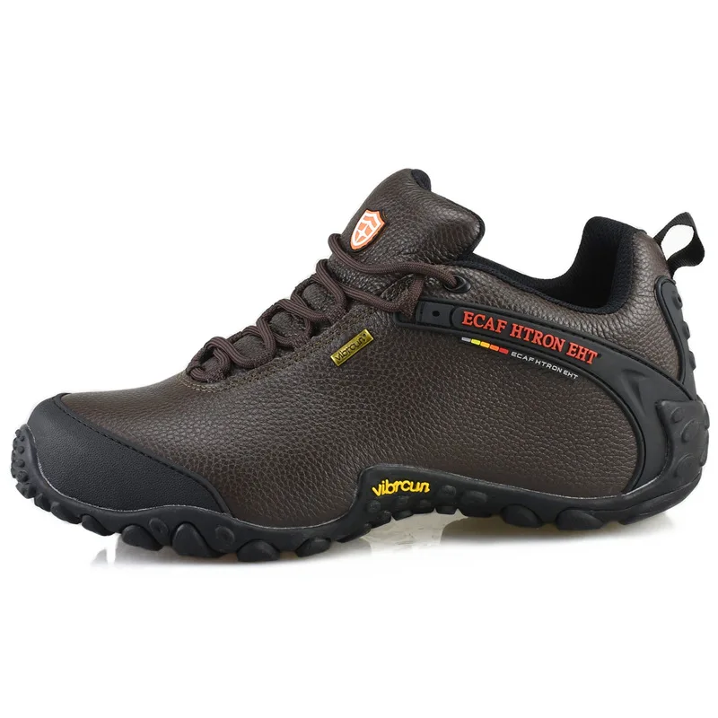 High quality unisex cowhide leather outdoor hiking shoes non-slip rubber sole mountain sport trekking shoes for men