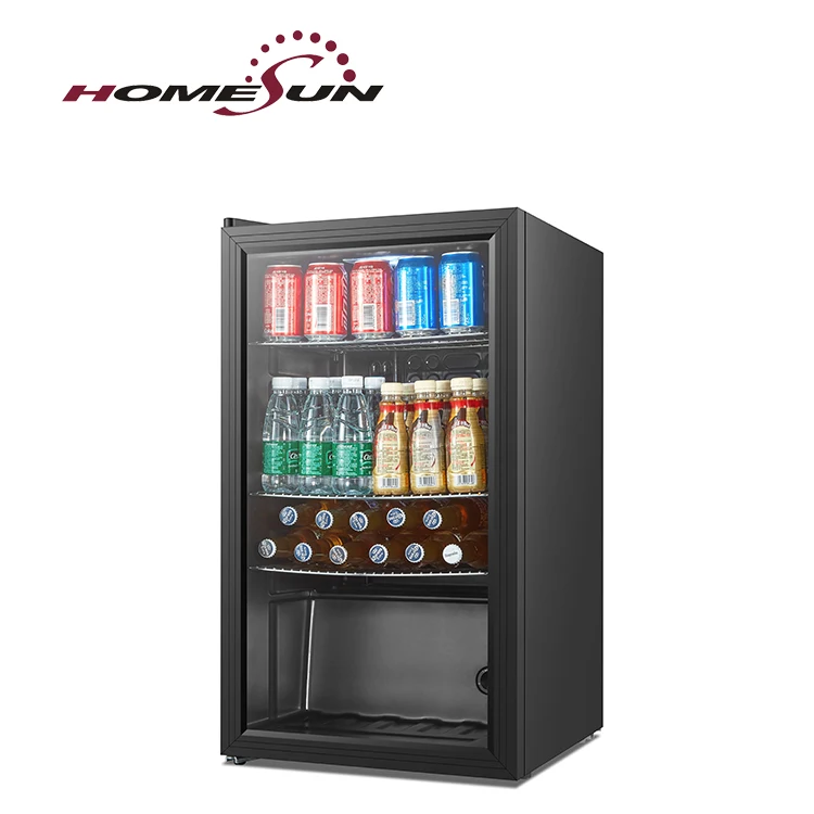93L high quality retro custom led glass door mini fridge for beverage