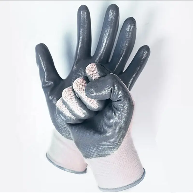 Wholesale 13 Grams Nylon Knitted Nitrile Industrial Machinery Oil Resistant Safety Gloves Factory Price Guantes Luvas CE 3121X