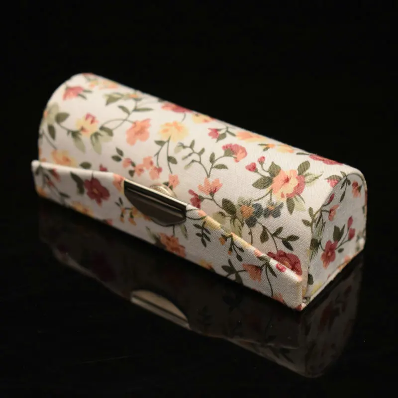 Handmade Custom Durable Rouge Organizer Bag Floral Lipstick Holder With Mirror