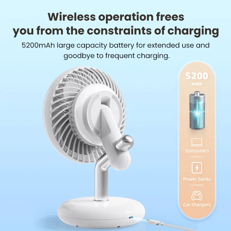 Summer Portable USB Rechargeable Ventilator Air Cooler Electric Small Touch Handheld Mini Fans With Light