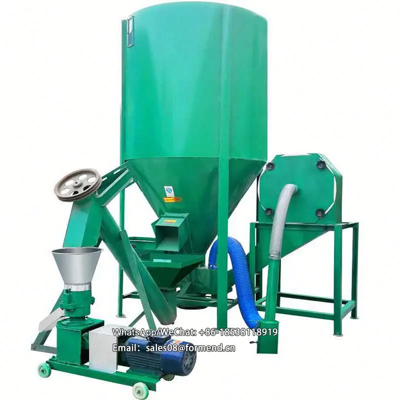 Combined Grain Crusher Vertical Feed Mixer with Feeding