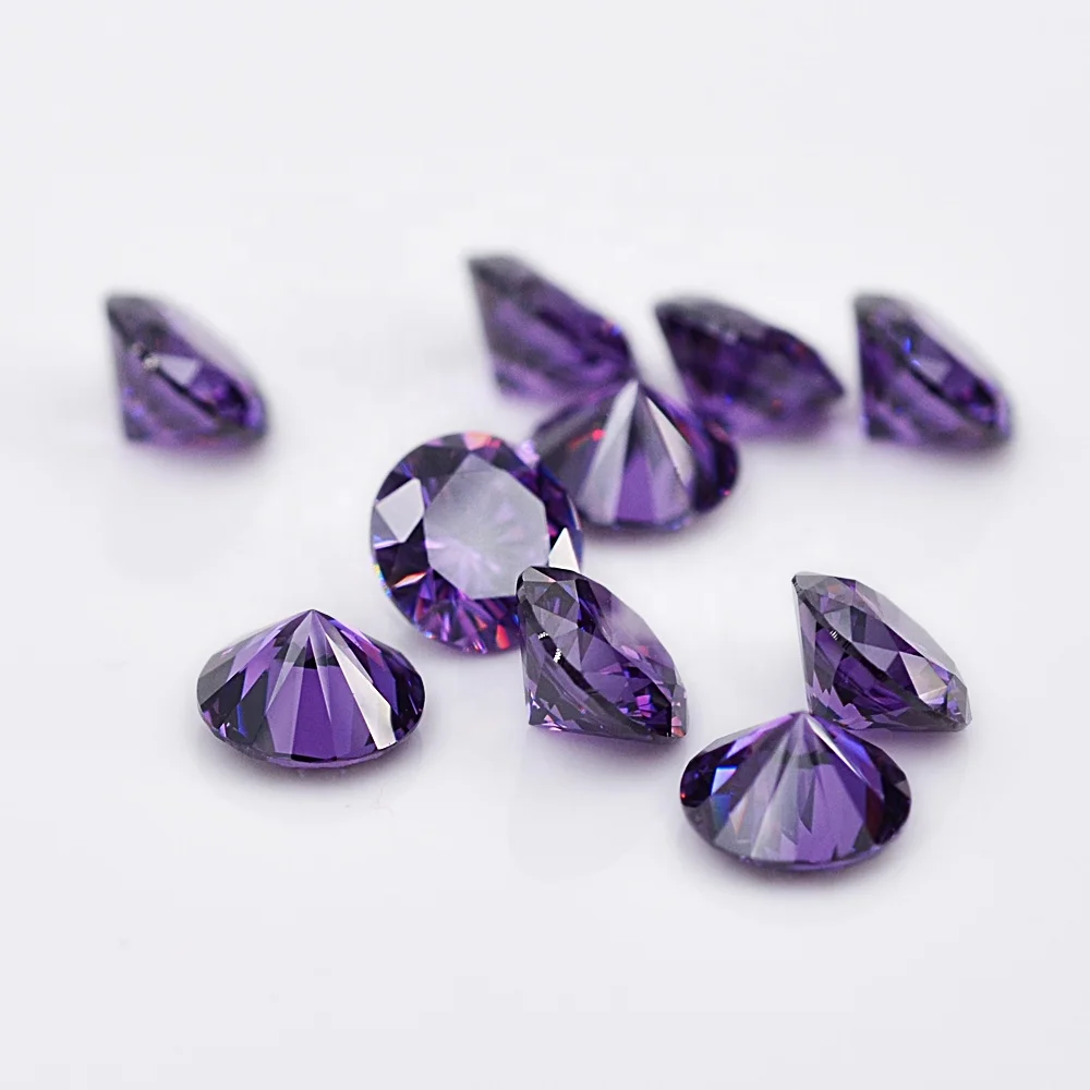 Wholesale Diamond Cut Zircon Stone Synthetic Lab Created CZ Stone Round amethyst cubic zirconia for jewelry