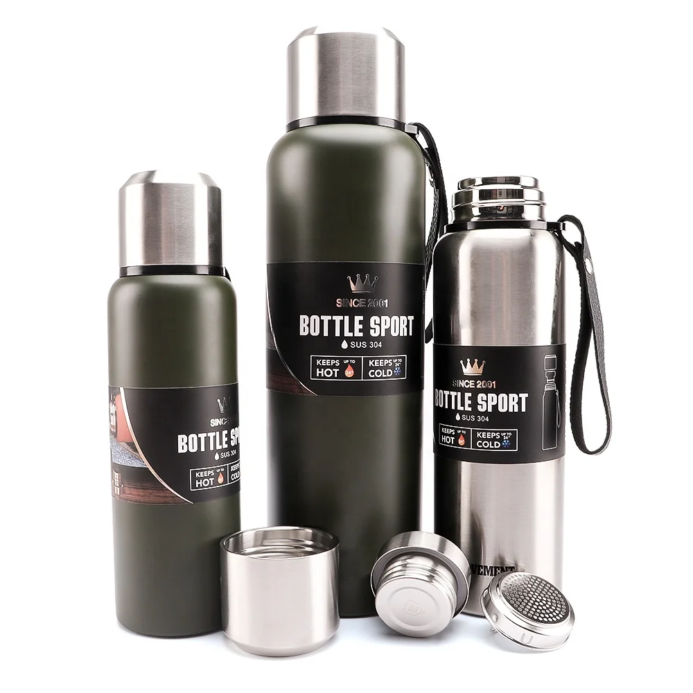 24 Ounce BPA Free Stainless Steel Insulated Vacuum Flask, Keeps Hot and Cold Screw Top Sweat Proof Sports Water Bottle