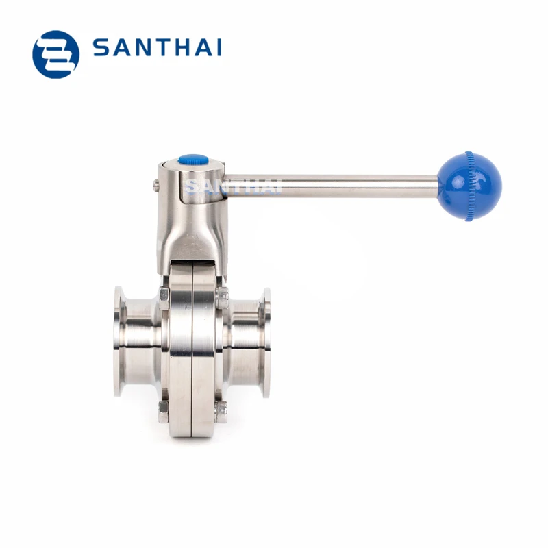 SANTHAI Pull Rod Handle SS304/316L Sanitary Threaded Butterfly Valve (SMS)