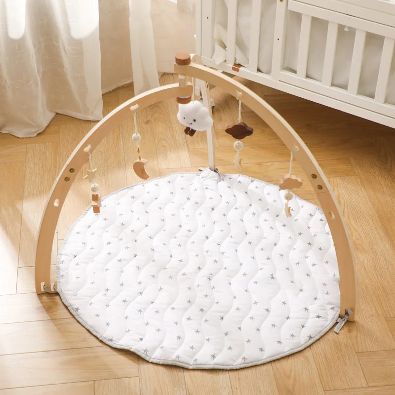 Foldable frame activity hanging wooden educational mat baby play gym montessori toy for kids montessori