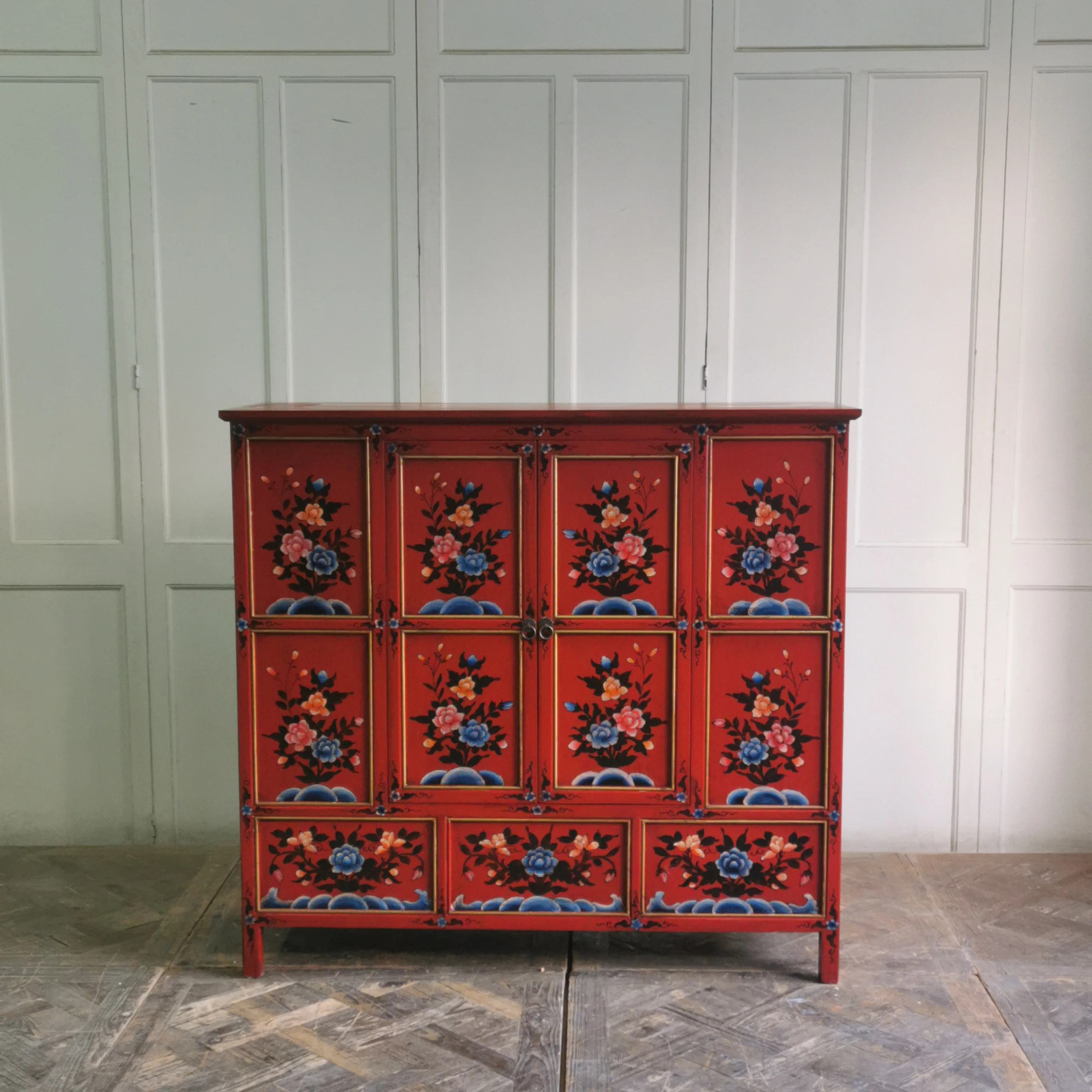 wood tibetan shrine hand painted furniture cabinet