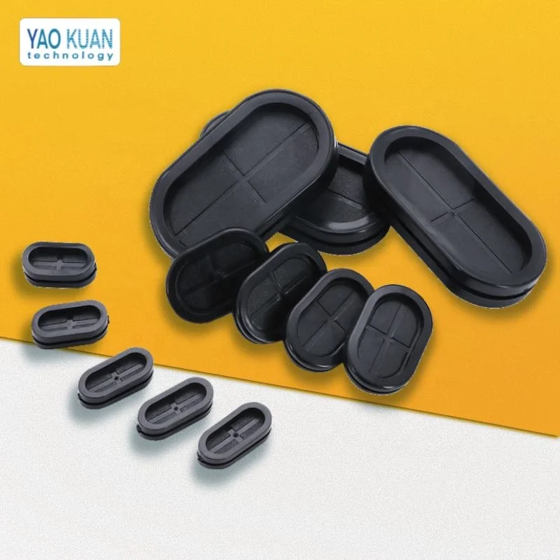 Black Oval Double Sided Grommet Sealing Rubber Plug O-Ring Wire Protection Coil Seals