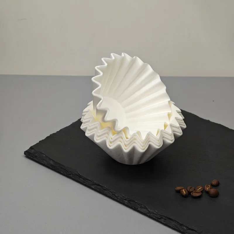 Brew Wooden Pulp Wave Basket Bowl Cake Type Coffee Filter Paper Filters 100 Pieces Paper Coffee Filters