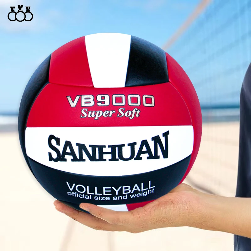 Sanhuan red white and black  volleyball ball custom weighted badminton post Leather ball Size 5/4 volleyball