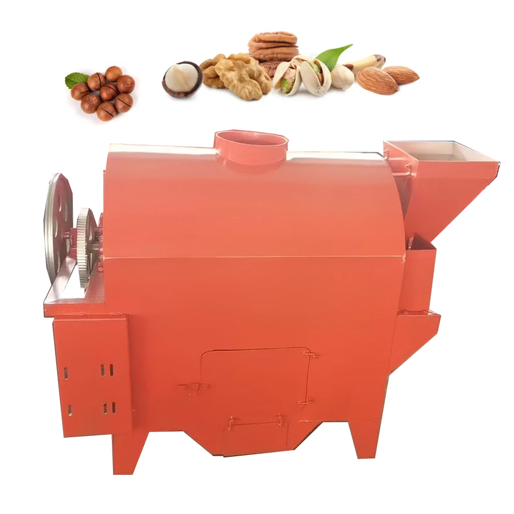 Gas charcoal Heating Rotatory Drum Grain Soybean Almond Chestnut Peanut Roaster HJ-29 nuts Roasting Machine