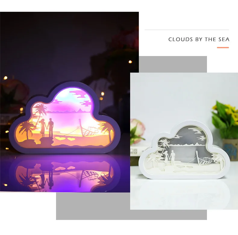 Romantic love 3d creative visualization illusion paper lamp home decor night led light gift carving
