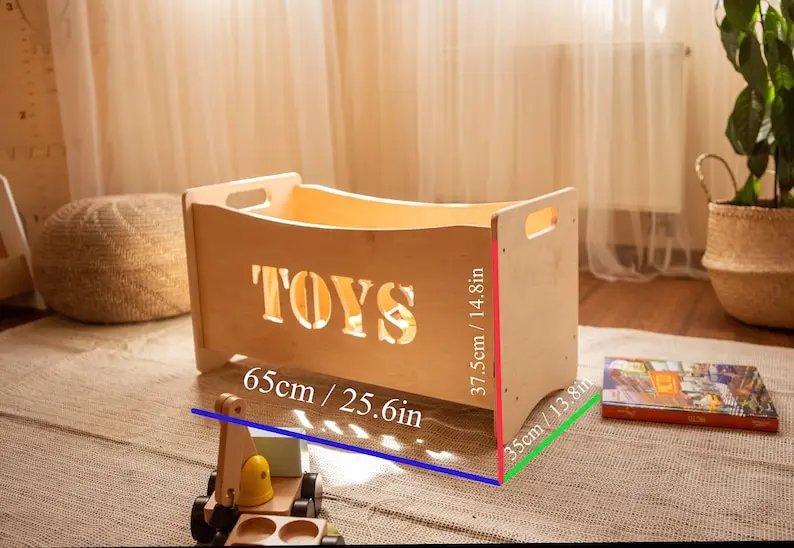 202407 Montessori furniture, Toys organizer, Boxes for toys Storage basket  baby nurseryWooden toy box for toddler playroo