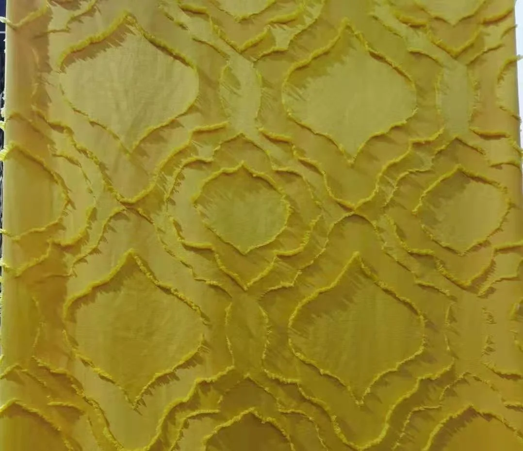 luxury and comfortable soft touch 100% polyester whclipping and carving Chiffon cutting fabric for bedding linen