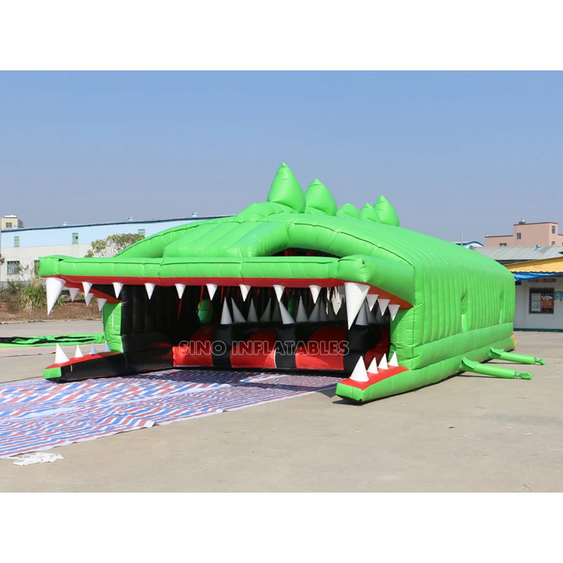 13x6m giant crocodile adults inflatable obstacle course from China inflatable alligator obstacle course factory