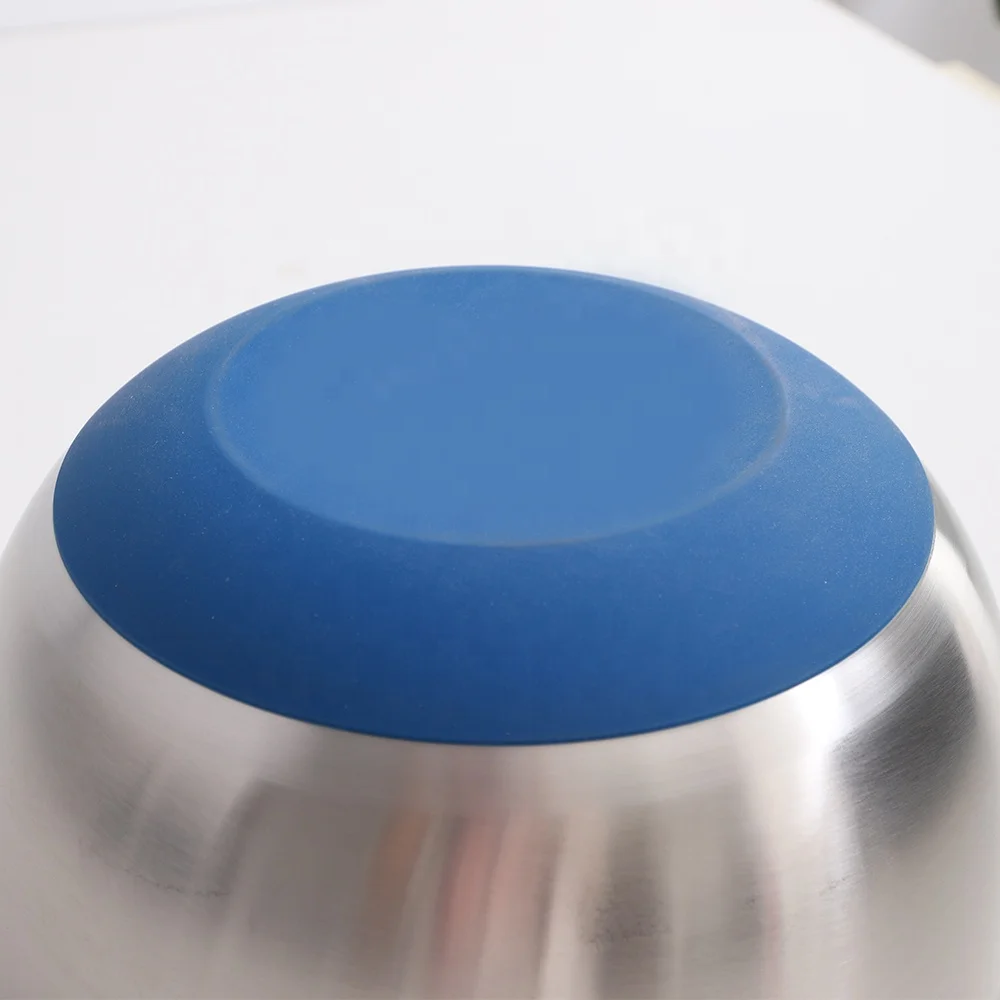 Hot Sale Item Salad Bowls Set with Anti-slip Silicone Bottom and Embossed Scale Measurement Multiple Sizes Mixing Bowl