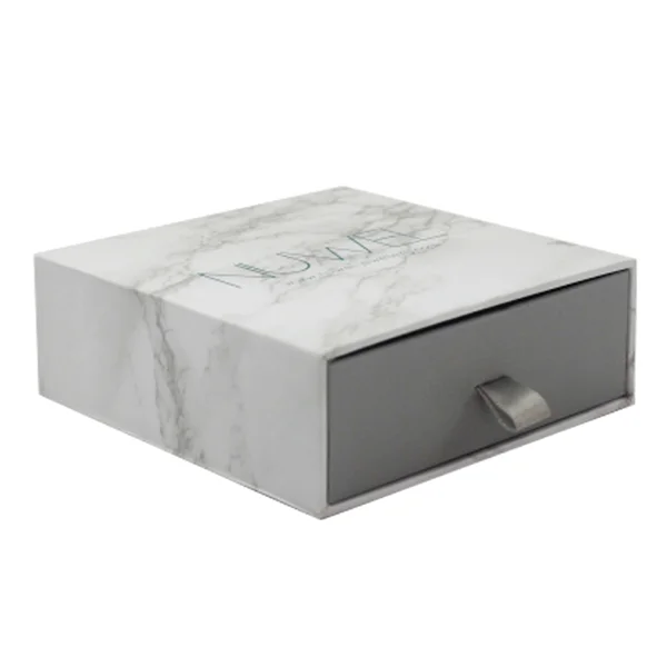 
Customized Luxury Empty Cardboard slide drawer white marble drawer gift box 