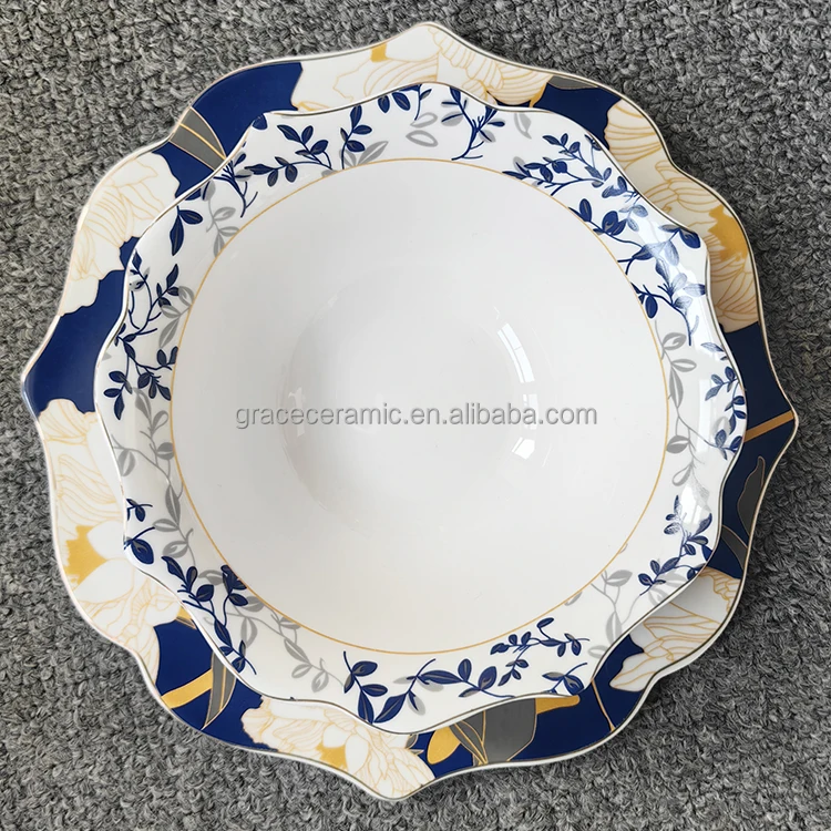 2024 New Trends Unique Shape Porcelain Customized Dinner Plates New Bone 24pcs Modern Design Dinnerware Set For Gift Restaurant