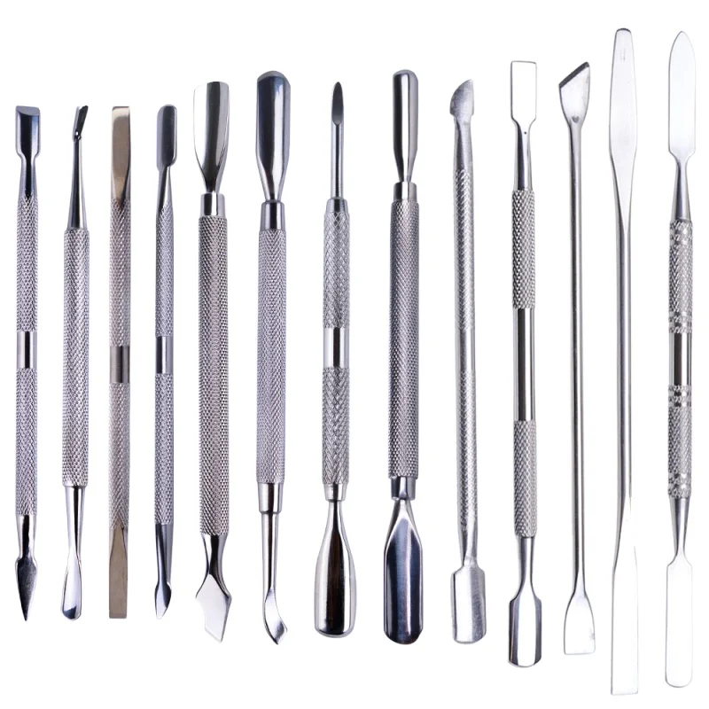 Double-end Silver Cuticle Remover Stainless Steel Finger Dead Skin Cut Manicure Stirring Rods Nail Art Pusher Tool