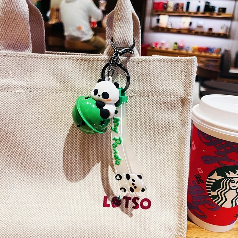 cartoon 3d soft pvc keychain personalized custom silicone rubber Cute Animal cat Panda keyring