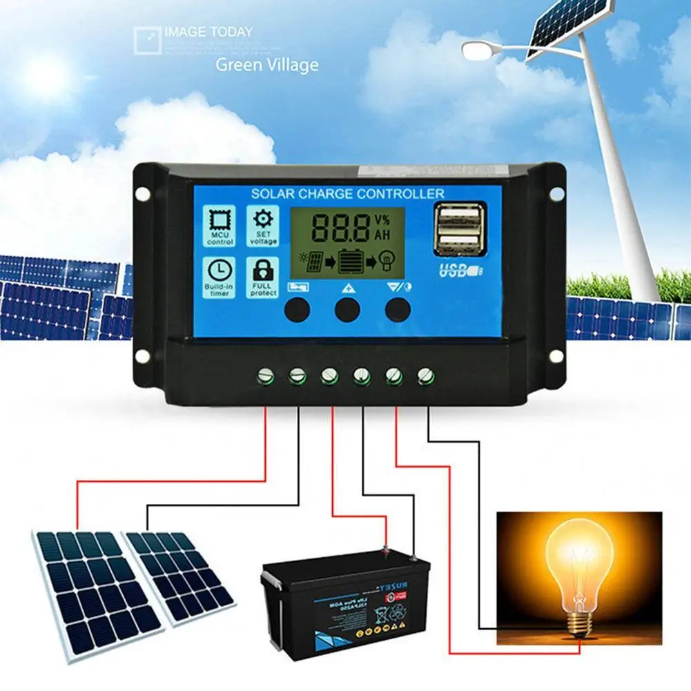 AISHANG Wholesale 12V 24V 48V 10A 20A 30A 40A 50A 60A pwm solar charge controller