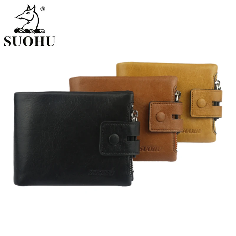 In Stock RFID Custom LOGO With Coin Pocket Black Portafoglio Wallet Bifold Slim Mens Luxury Leather Small Zipper Wallet Men
