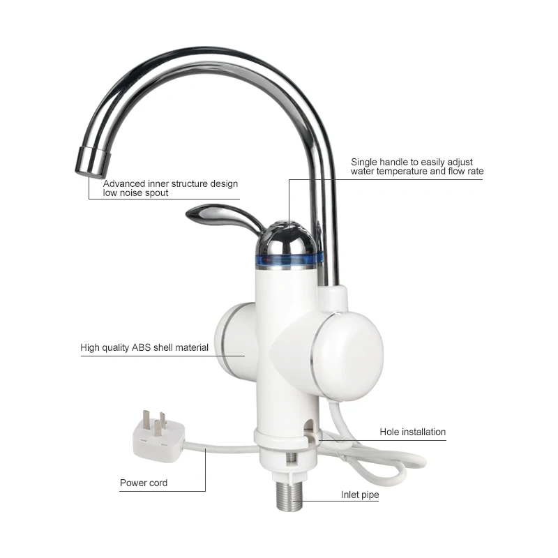 2022 Wall-Mounted  Power Instant Electric Water Heater Faucet China Manufacturer Plastic Housing EU Plug Household Hotel Use