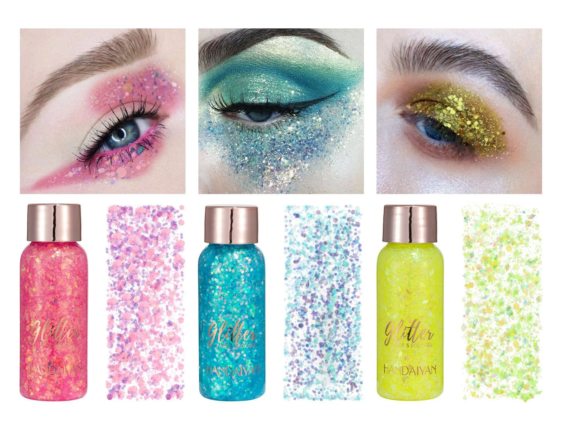 Body Glitter 9 Colors 30ml Nontoxic Liquid Eyeshadow Waterproof Brightening Laser Sequins Cosmetic Face Body Glitter Primer Gel
