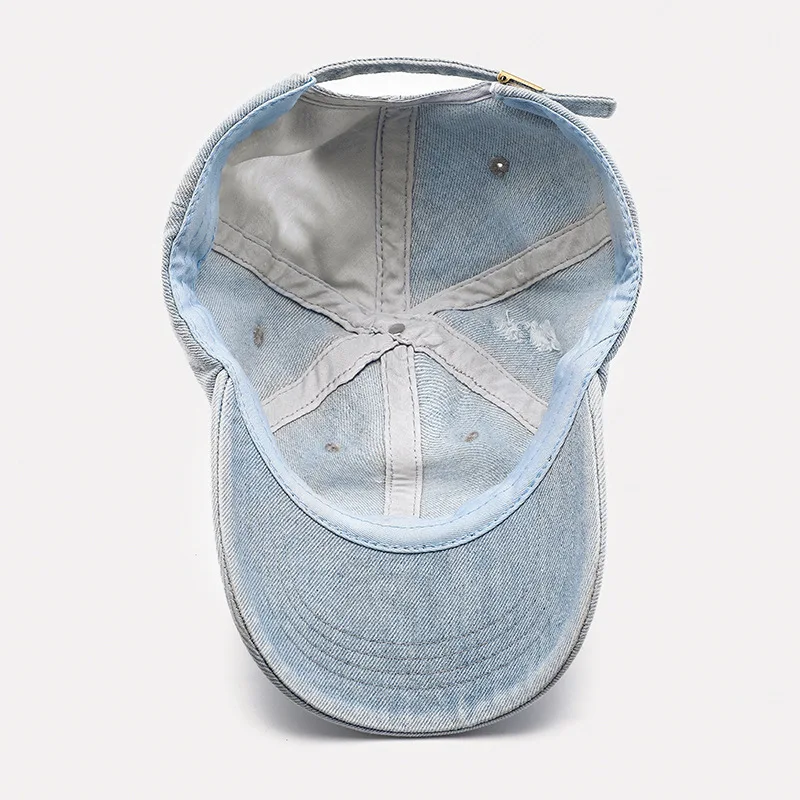 
D&Z dropshoping wholesale custom logo plain blank ripped vintage denim dad hats 