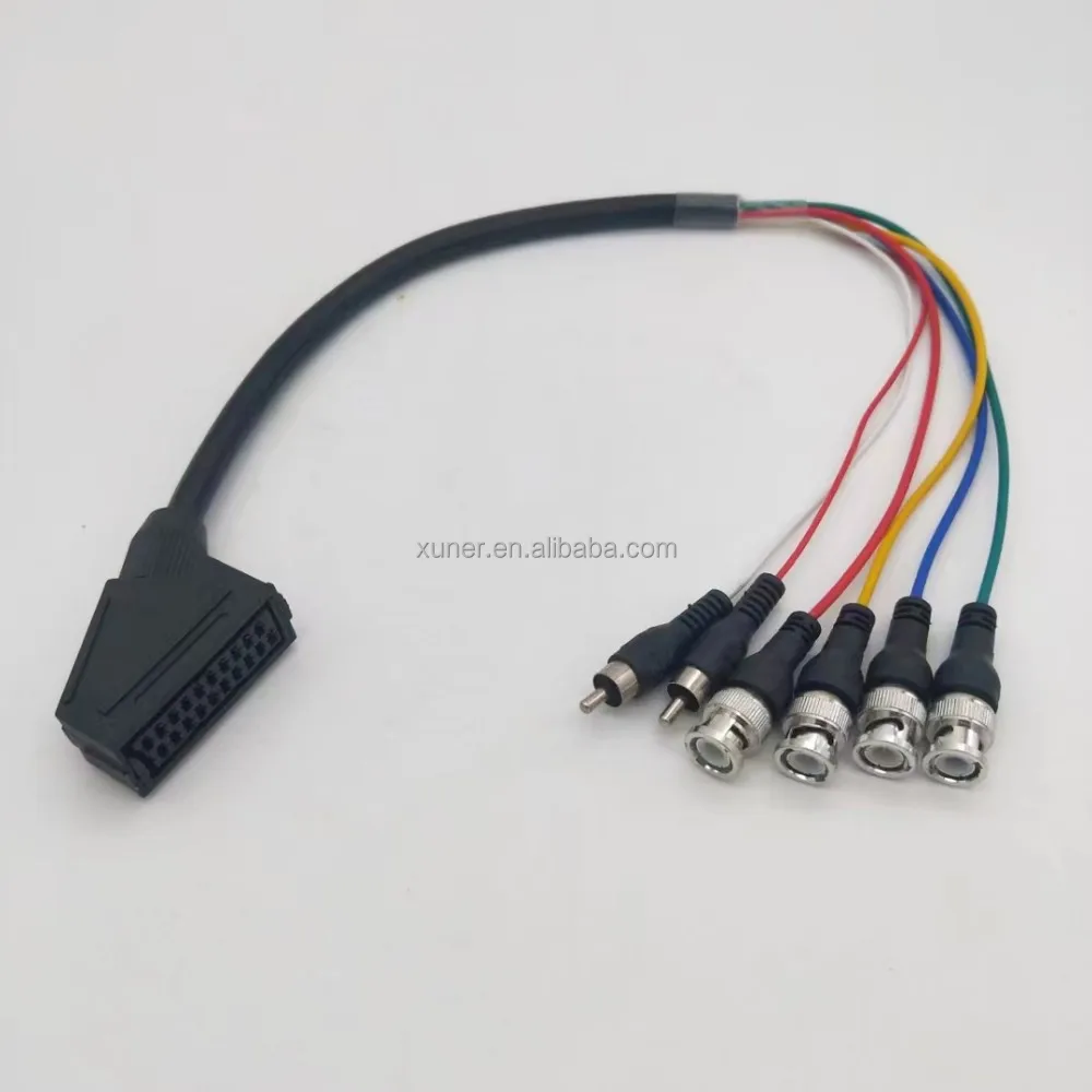 Ready to ship Female 21Pin Scart to BNC RCA Audio Video AV Cable