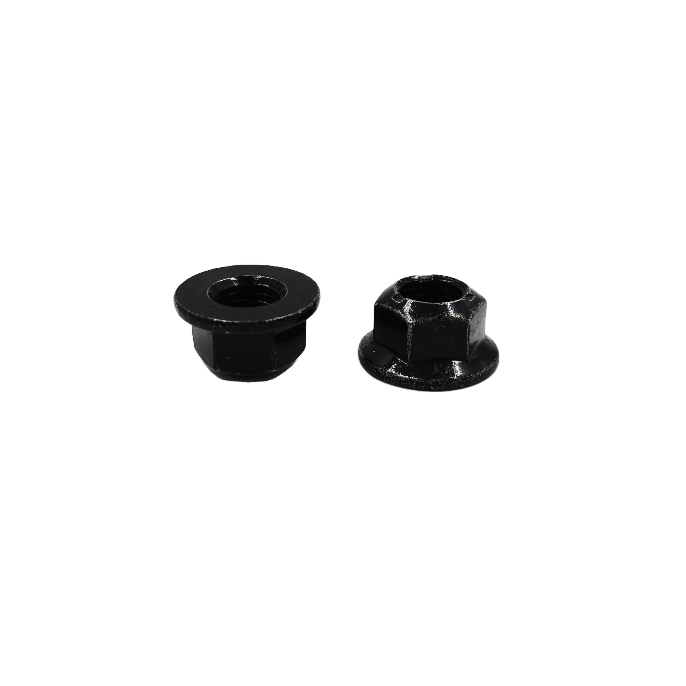 High Strength M8 HEXAGON FLANGE NUT NO-SERRATION DIN 6923 Black plated flange nut
