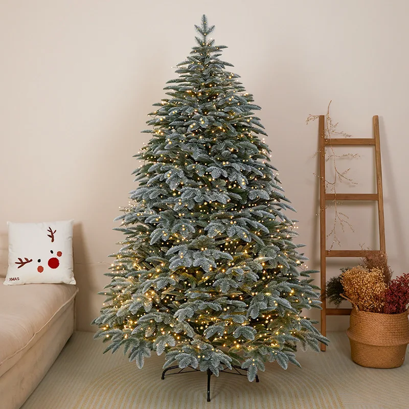 Factory Price Outdoor Pre-Lit Christmas Tree Decoration Set Premium Flocked Artificial Giant Snow Tree Made of LED for Ornaments