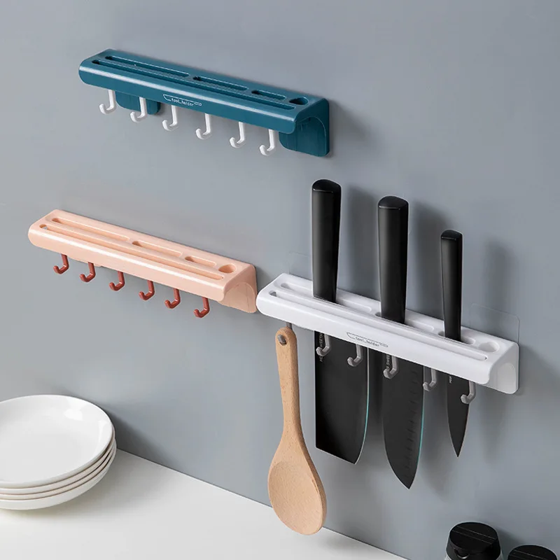2022 New Multifunctional Kitchen Shelf Household Free Punching Knife Holder Spoon Shovel Storage Rack Wall-mounted