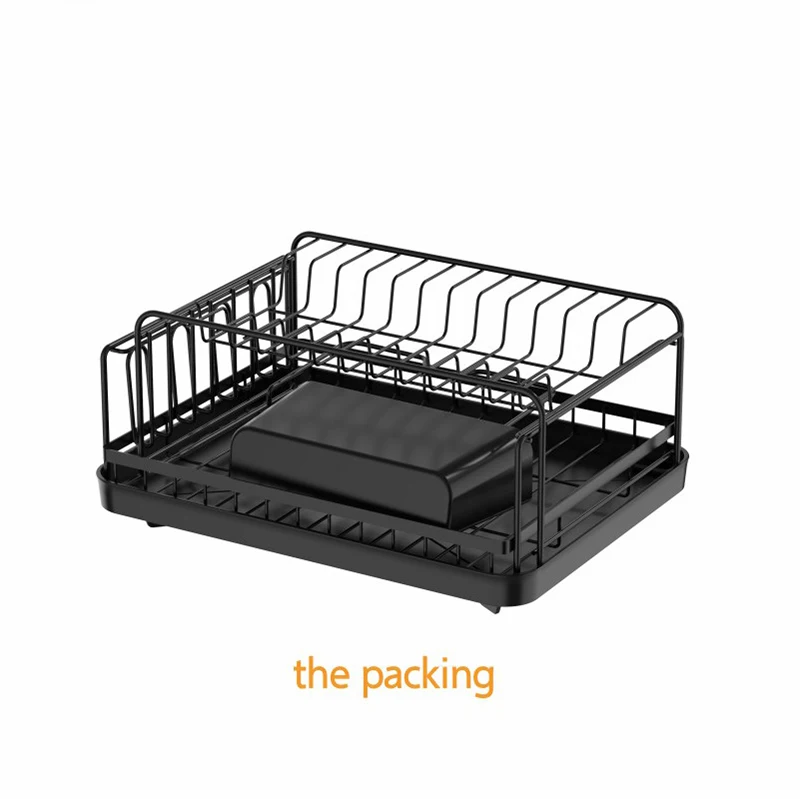 WIREKING 2 Layer Stackable Metal Dish Plates Rack Dish Drying Racks with Plastic Dish Drainer utensil holder