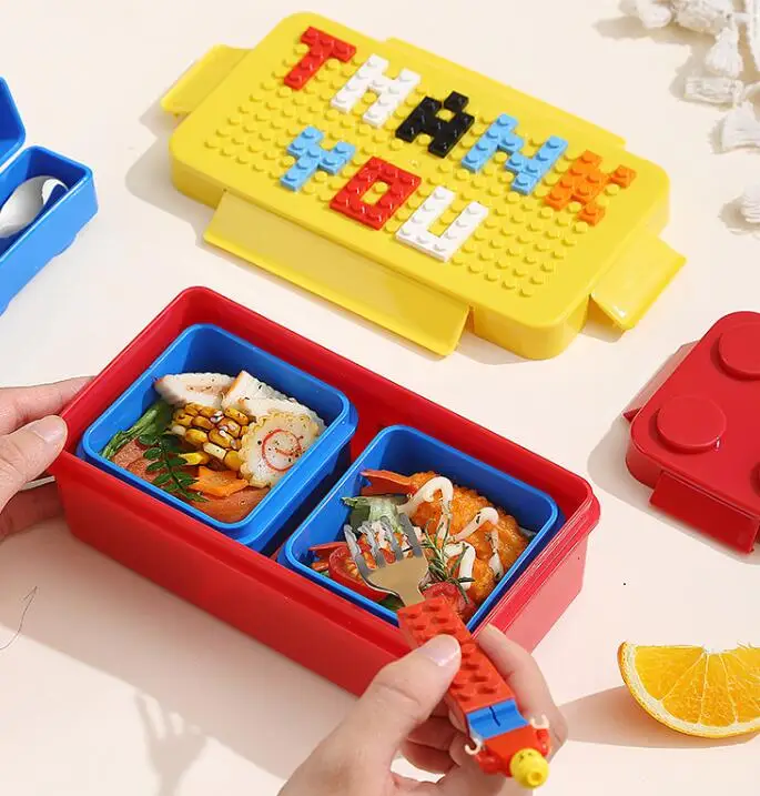 Direct Factory Wholesales 1150ml Brick Design 3 Containers Stackable Lunch Box Container for Family Picnic Travel Kids