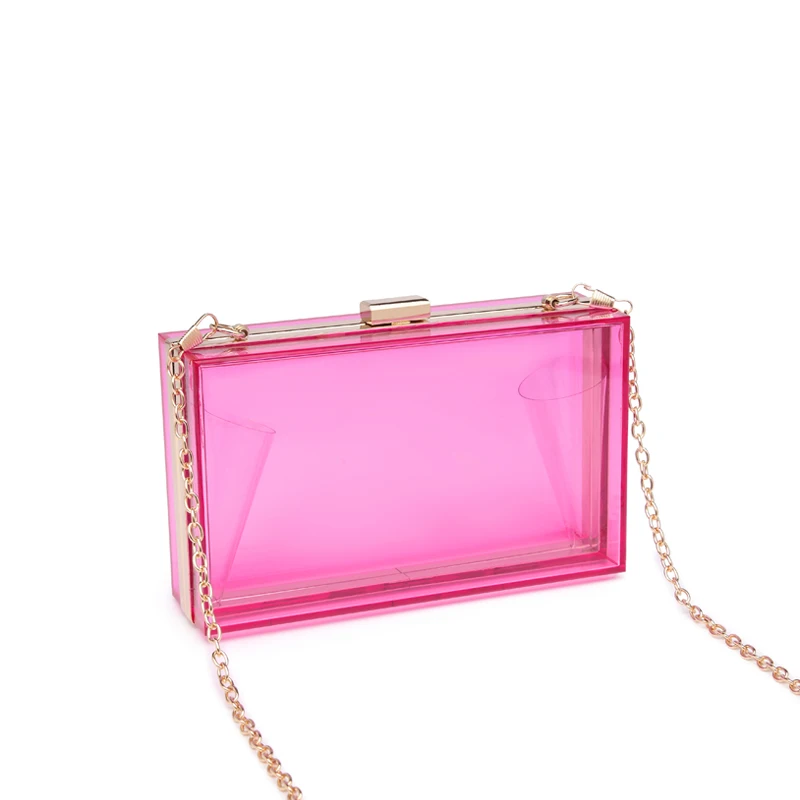 
2020 Wholesale trendy Multi colors two shoulder belt high quality clear acrylic ladies clutch evening bag 