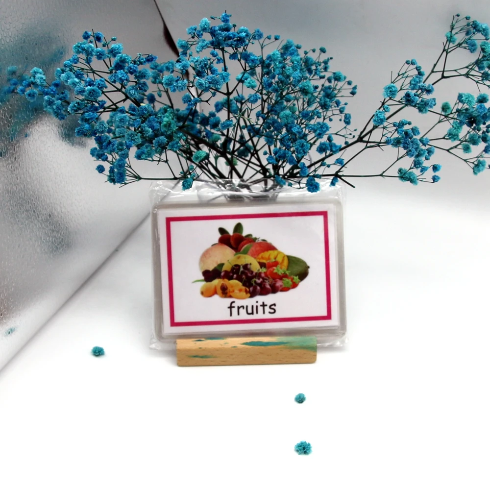 Hot sales custom preschool education fruits learning flash cards waterproof flash cards