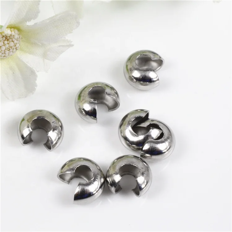 3mm/4mm/5mm/6mm/8mm stainless steel crimp end beads diy accessories jewelry part