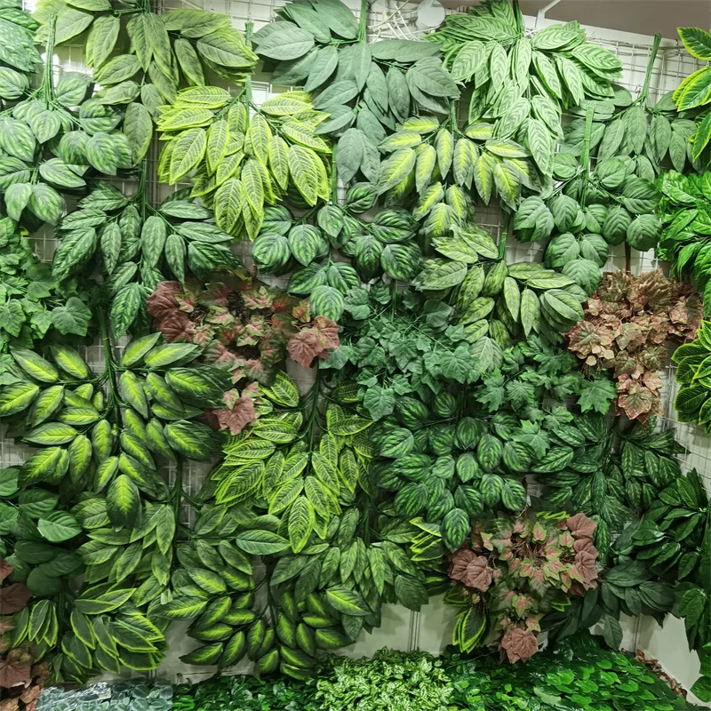 Artificial oak tree branches dual yellow green wine brown Tropical leaves christmas ornament amazon