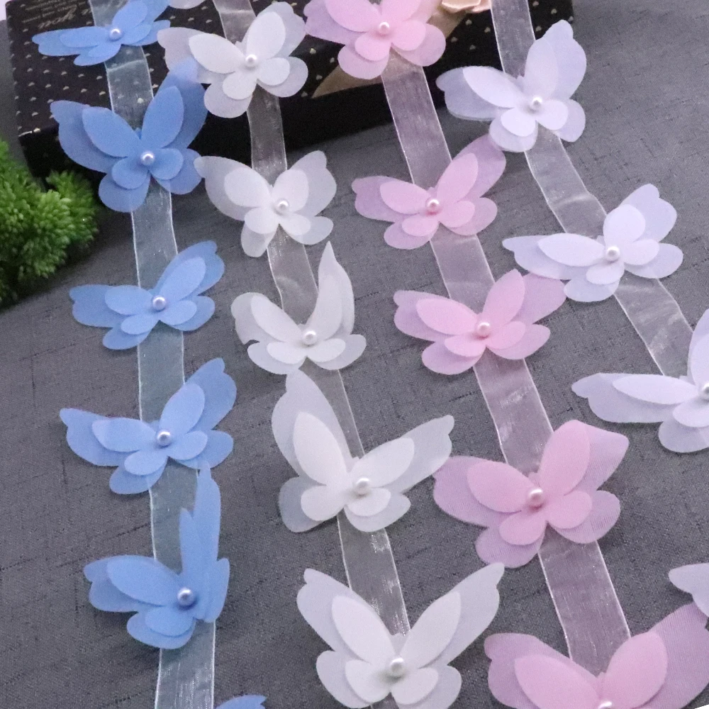 Patchwork Sewing Supplies Craft Knitting Wedding Embroidered DIY Butterfly Organza Lace Trim for Dress Ribbon