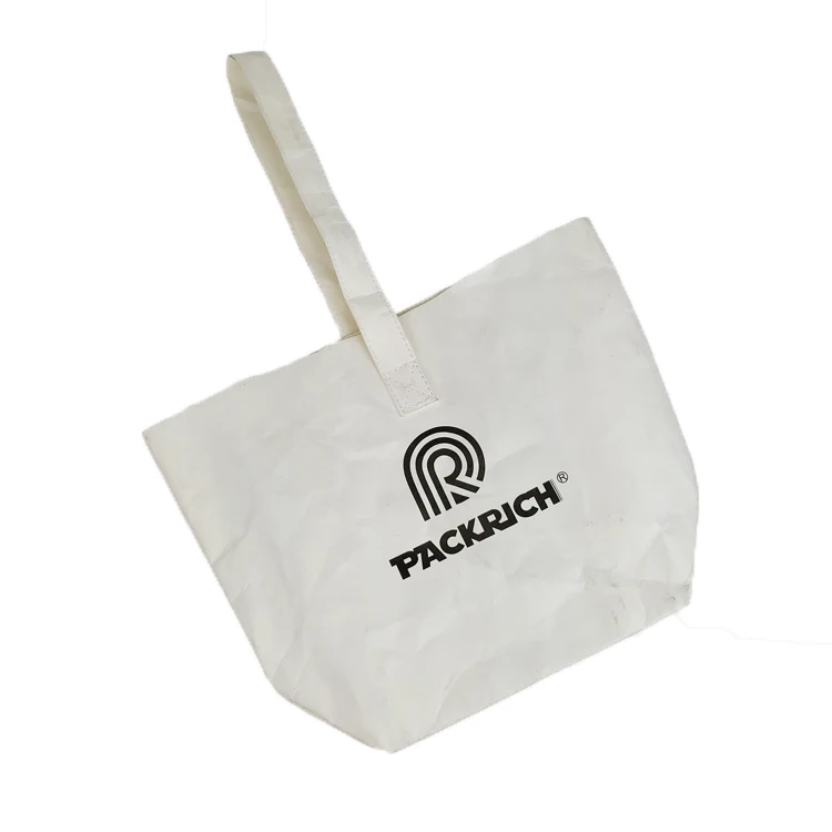 White Durable Reusable Washable Shopping Dupont Tyvek Paper Tote Bag With Custom Logo
