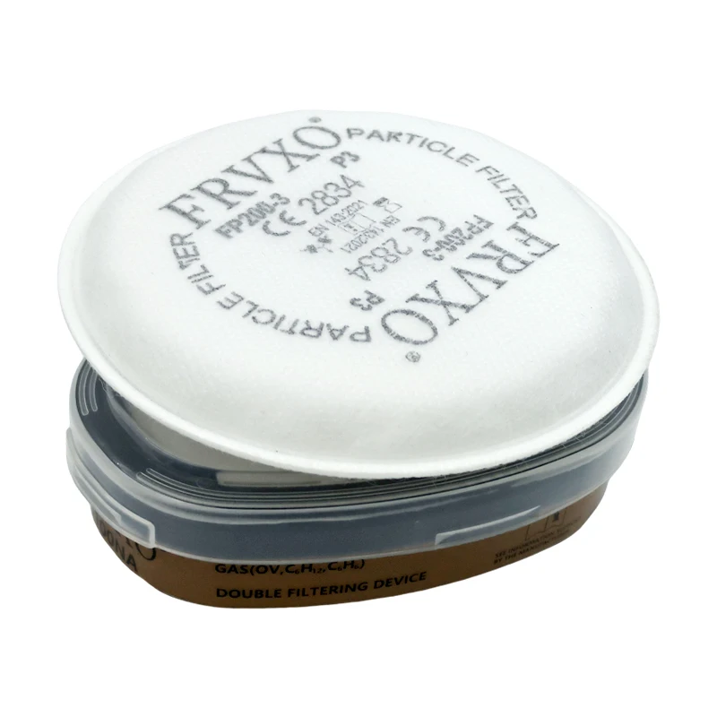 Factory  Full Face Gas Mask Respirators Cartridge P3 R Particulate Double Filter With Carbon