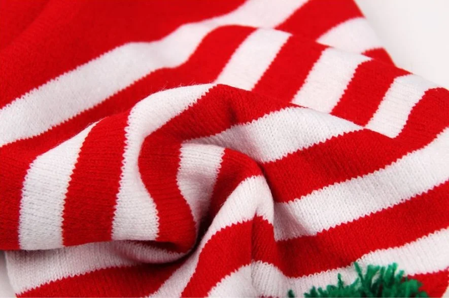 Acrylic Christmas Tree Jacquard Beanie Hat with Pompoms