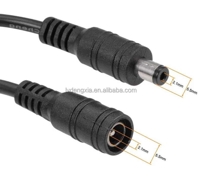 5.5*2.1mm male and female to bare end 12V adapter DC power cord DC Power Cable 5.5 2.1 Male to FeMale Jack 15cm length