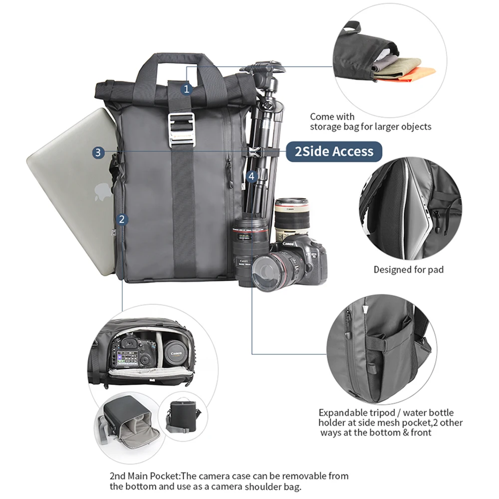 Outdoor Travel Professional Camera Bag Laptop Camera Backpack Waterproof Shockproof Dslr Camera Backpack Bag